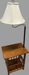 Wood End Table With Lamp, Table 14x20x22.5H