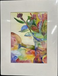 Framed 'still Life' Watercolor Painting By Artist Rosanne Sterne - 18x13.5in