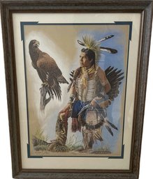 559/995 Framed Native American Print, Signed In Pencil By Artist Dan Brewer- 24.5x31.5