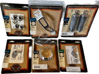 Harley Davidson Cushion Footpeg Kit Small, Chrome Jiffy Stand Extension Kit, Chrome Headbolt Covers, And More