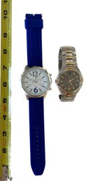 Couple Of Stunning Watch In Blue Color And Sterling Silver Stainless Steel, Back Base Metal Bezel - 2 Pcs, 10'