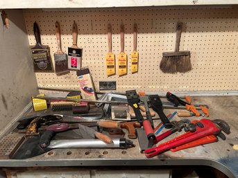 Assorted Tools- Craftsman Wrenches, Scrapers Wrenches, Saws, Paint Brushes Clamps And More!