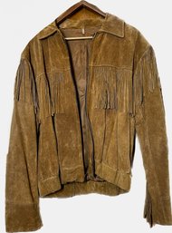 Mens Size 46 Leather Fringed Jacket