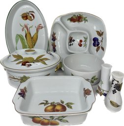 Royal Worcester Evesham Fine Porcelain Serving Dishes And Salt & Pepper Shakers