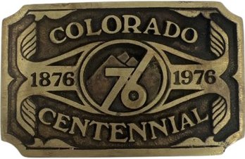 Colorado Centennial Solid Brass Belt Buckle