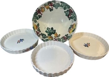 Large Serving Bowl & Three Pie Plates
