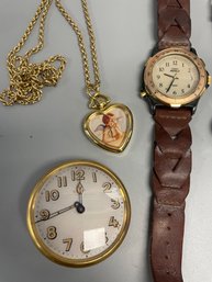 Pocket Watch, Ladies Watches And Necklace. Untested