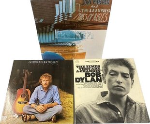 Vinyl Records (3) Including: Gordon Lightfoot, Bob Dylan And Joni Mitchell