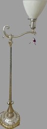 Silver Tone Decorative Floor Lamp With Bulb In Base And Detachable Lamp Shade- 56in Tall, Working