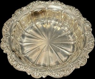 Circular Sterling Silver Bowl With Floral Details On The Edges - 10' Length