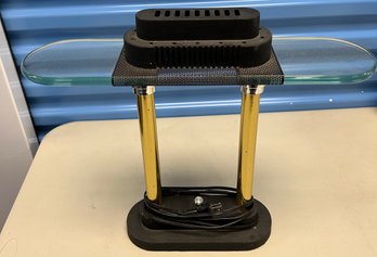 Brass And Glass Desk Lamp With Dimmer Switch (17x4.5x15.5)