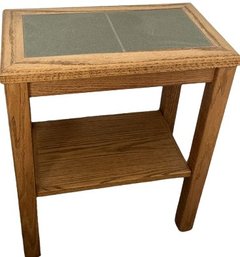 Tile Top Wood Side Table 20x12x24H