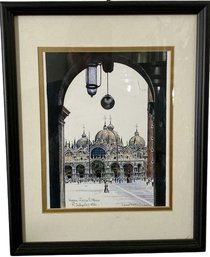 Framed Limited Edition Print Of Venezia Piazzo S. Marco Signed By Artist R. Zacharias 1980-12x15