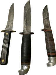 Trio Of Fixed Hunting/Buck Knives (Largest Knife Total Length Is 10.25in)