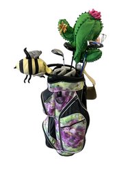 Tabra Fashions Golf Bag With Cooler Pocket And Various Womens Drivers/woods Including Taylor Made Burner