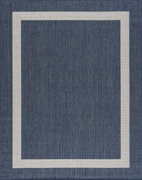 (NEW) CAMILSON Outdoor Rug  (5x7, Bordered - Blue / White)