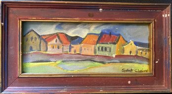 Framed Acrylic Painting Signed By Artist Saint Claire-8.5x4.5