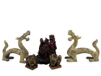 Dragon Decor From Eastern Asia- Some Damage To Largest Dragons- 9x3x8.5