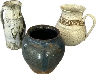 Three Large Glazed Pottery Vases: 8-11