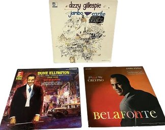 Three Vinyl Records: Dizzy Gillespie, Belafonte And Duke Ellington
