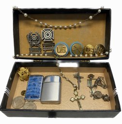 Military Badges, Charm Bracelet And More Box Is 7.5,4,2.5