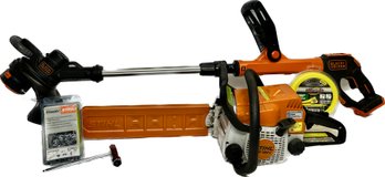 Black And Decker Easy Feed 20v Weed Whacker (no Battery), Stihl MS 180c Chain Saw With Replacement Chain