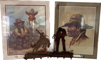 Cowboy Posters, Metal Wall Decor With Hooks