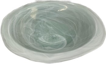 Light Blue Large Decorative Glass Bowl, Made In Spain