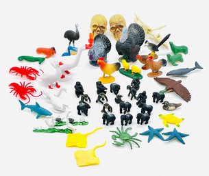 Menagerie Of Animals And Fish And Birds. Plastic And Rubber Figurines.