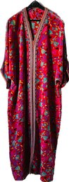 Womans Colorful Silk Caftan. No Labels. Appears To Fit Small, Medium Or Large
