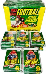 1982 Topps Football Album Stickers, Fleer 1990 Premiere Edition Football Player Photo Cards Inc. Barry Sanders