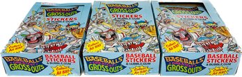3 BOXES - Baseball Greatest Gross Outs Stickers & Bubble Gum