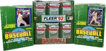 3 BOXES - Unopened Fleer 1992 Baseball Trading Cards And Score 1991 Major League Baseball Player Cards