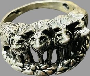 Sterling Wolfpack Ring. A Work Of Art.