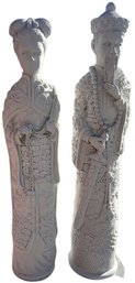 (2) White, Porcelain Statue, Asian Figurines