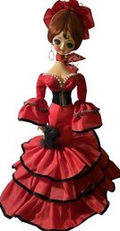 Vintage Big Eye Red Dress Victorian Boudoir Doll - 23'