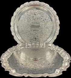 Silver Plated Serving Plate And Tray - 14' Tray Length