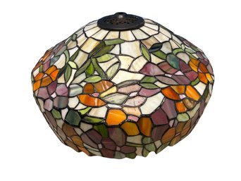 Ornate Stained Glass Lamp Shade With Floral Design (16x16x8)
