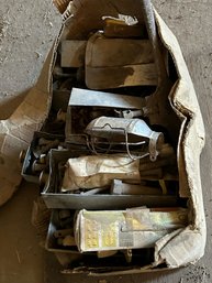 Box Of Misc. Vintage Lights, Tools, Screws