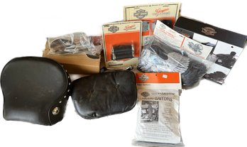 Harley Davidson Turn-out End Caps (new In Box), Black Cushion Grips, Windshield Bracket Kit, And More