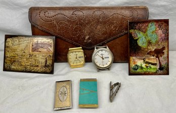Westclox Watch Face, Princess Gardner Genuine Lambskin Wallet, Metal Money Clips, Stamps, And More