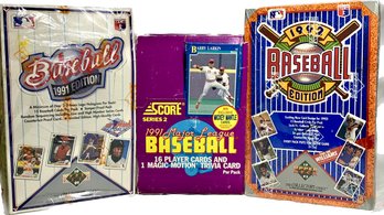 3 BOXES - Upper Deck 1991, Score Series 2 1991 Major League Baseball Cards, Upper Deck 1992 Baseball Card