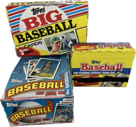 3 BOXES - Topps 1988 Big Cards 3rd Series, Topps 1988 Yearbook Stickers, Topps 1989 Baseball Bubblegum Cards