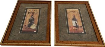 2 Framed Wine Themed Prints: 12x18