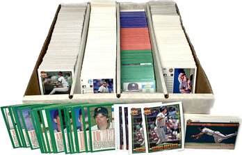 Topps Rangers 1990 Jamie Moyer Baseball Card, Upper Deck 1990 Mike Moore Card, And Box Of More Baseball Cards