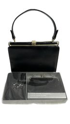 Satin Frame Handbag, Scarf & Brooch Set With Leather Triangle Handbag(8.5x3.5x7)