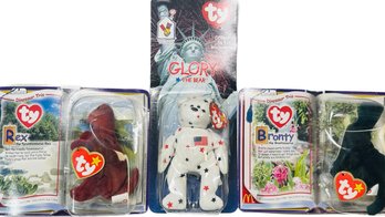 Beanie Babies: Glory The Bear, Rex The T-rex, Bronty The Brontosaurus