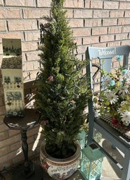 Artificial Christmas Tree In An Asian Vase 52 Inches Tall