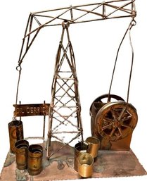 Copper Tone Musical Oil Derrick Playing If I Were A Richman, Made In Hong Kong, 10Wx5Dx11.5T