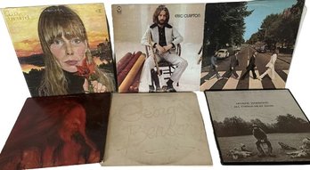 6 Vinyl Records- Joni Mitchell, Janis Joplin, Eric Clapton, The Beatles